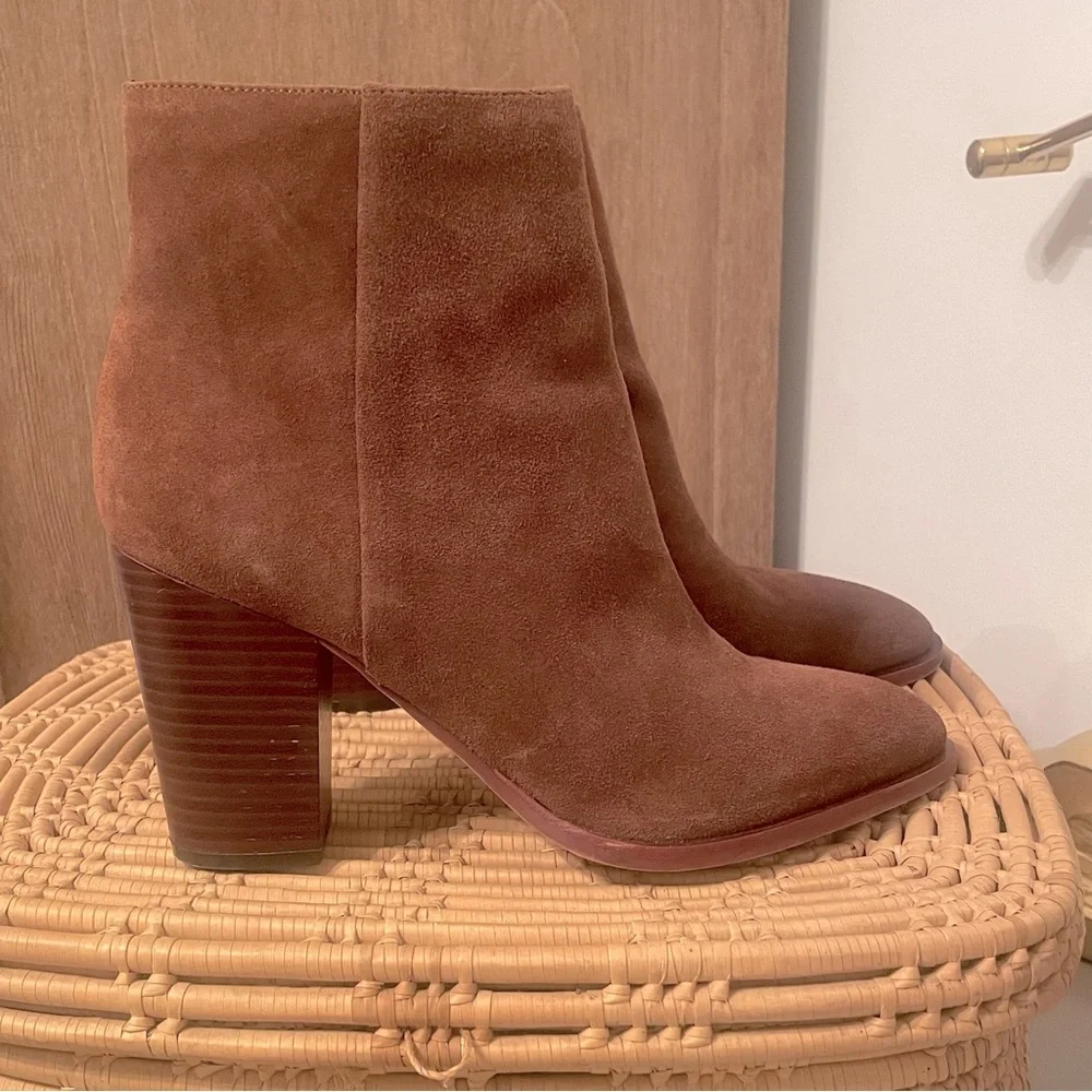 Sam Edelman Tan Suede Leather Heeled Ankle Boot Women's Size 10